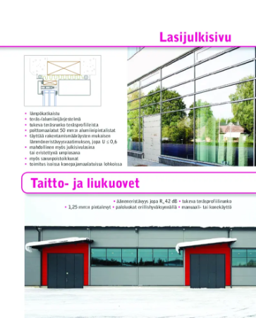 Jaatimet lasijulkisivu ja taitto ja liukuovet