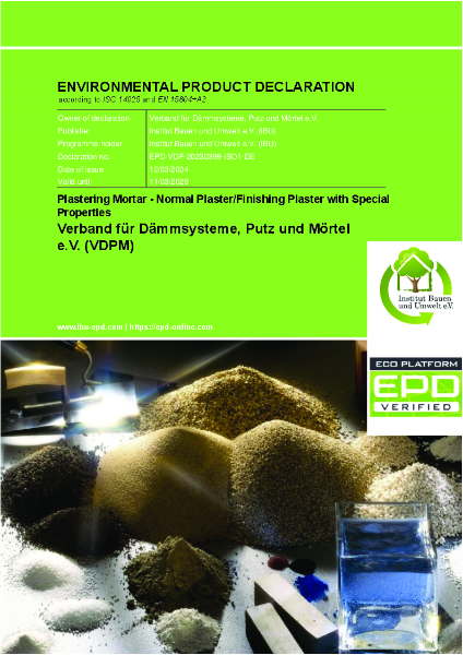 ENVIRONMENTAL PRODUCT DECLARATION
according to ISO 14025 and EN 15804+A2 - KEIM Renders and Mortars