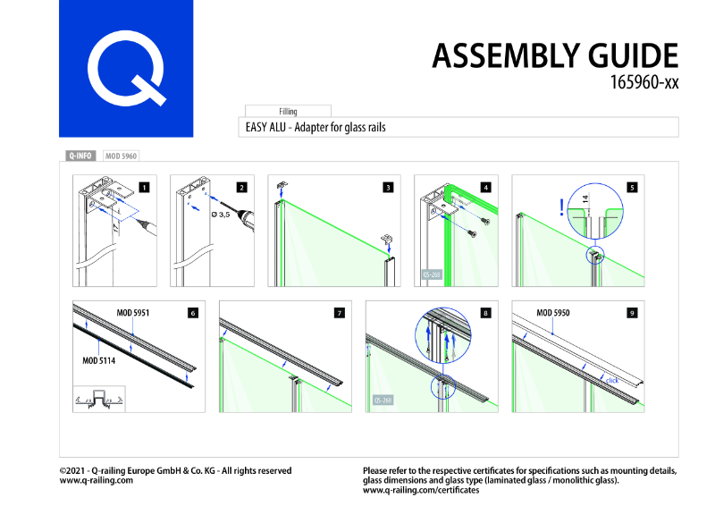 Easy Alu - Adapter for glass rails_EU_Manual