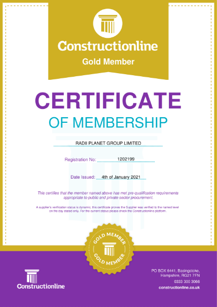 Constructionline Gold Certificate of Membership