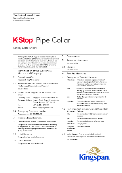 Kingspan K-Stop Pipe Collar SDS