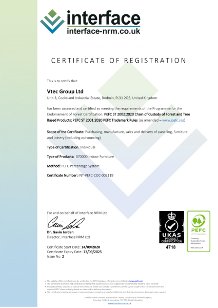 PEFC Certificate - Vtec Group