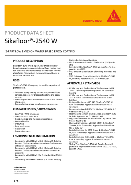 Product Data Sheet - Sikafloor 2540W