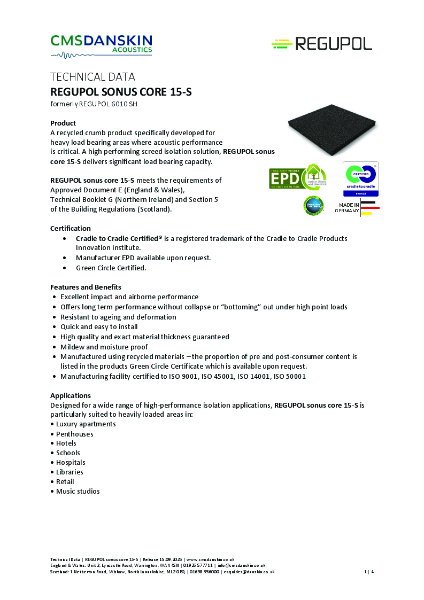 REGUPOL sonus core 15-S (REGUPOL 6010 SH 15mm) - TD-en-UK Release 15 09 2025