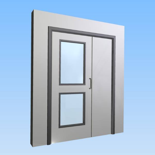 CS Acrovyn® Impact Resistant Doorset - Unequal pair&nbsp;with type VP2 Vision Panel