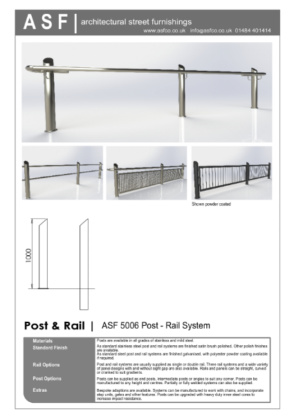 ASF 5006 Post and Rail, Post and Panel, Handrailing