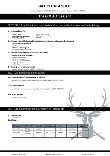 The GOAT Sealant - Safety Data Sheet