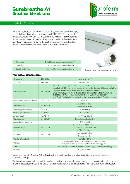 Euroform Surebreathe A1 - IG issue 1 09 2025