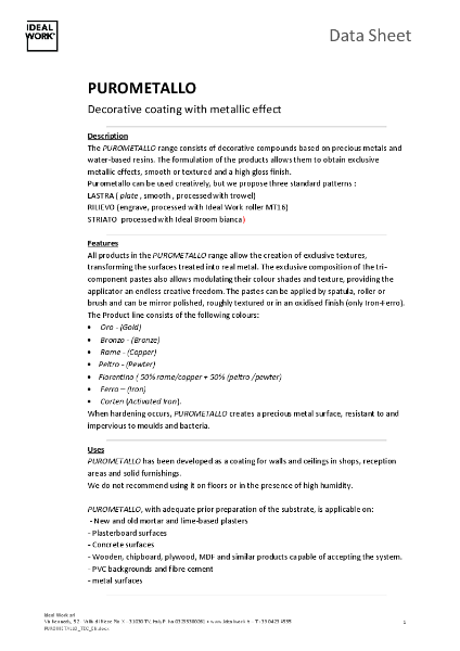 Purometallo Data Sheet