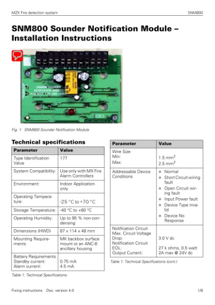 577.800.035 SNM800 Sounder Notification Module With Cover