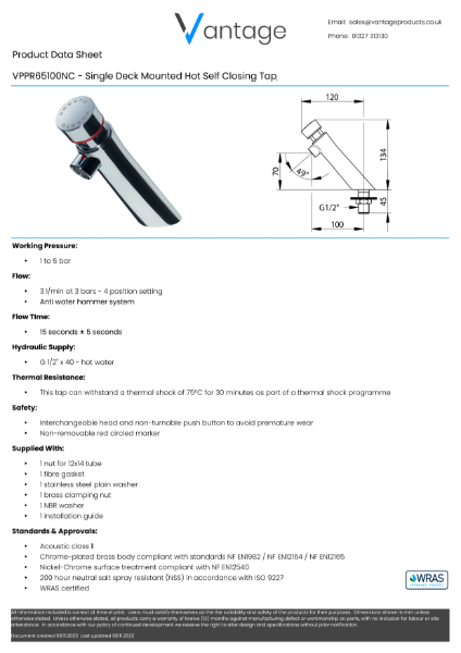 Product Data Sheet VPPR65100NC (Presto)