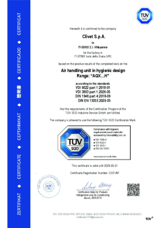 Air handling unit in hygienic design 
Range: “AQX…H”