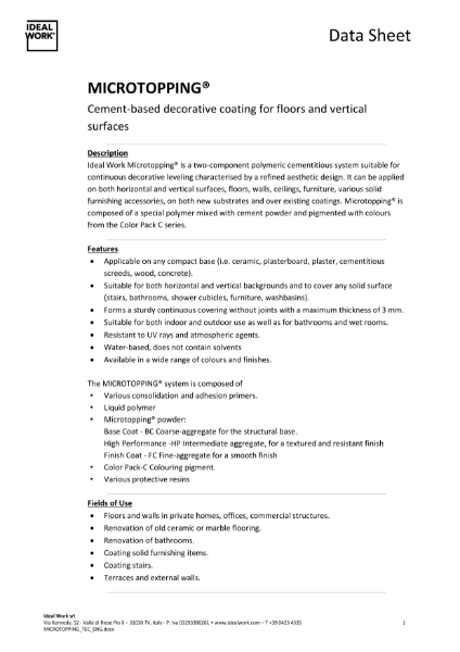 Microtopping® Application and Data Sheet