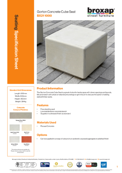 Gorton Cube Specification Sheet