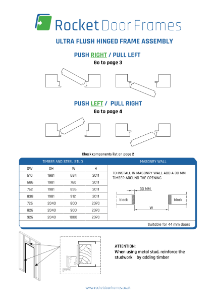 Ultra Flush Frame Installation Instructions