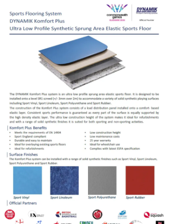 Komfort Plus - Area Elastic Sprung Sports Floor