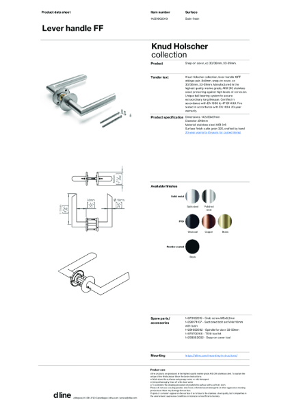 Lever handle FF (data sheet)