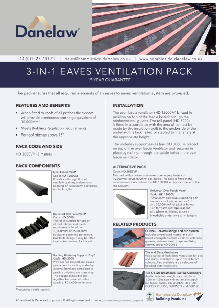 3 in 1 Eaves Ventilation Pack Data Sheet