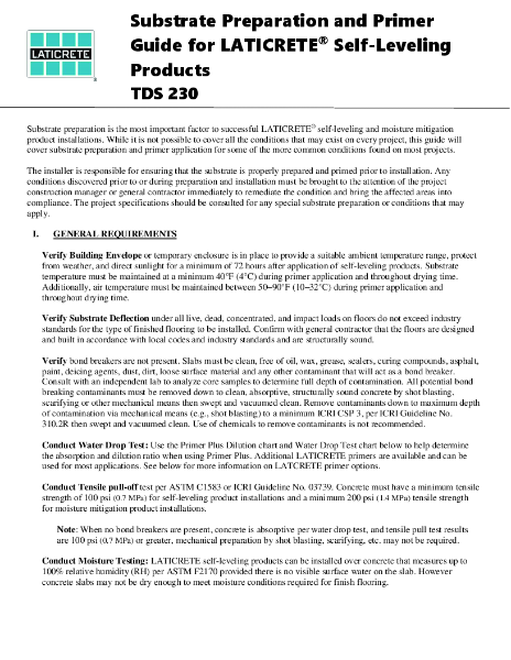 Substrate Preparation and Primer Guide for LATICRETE Self-Leveling Products