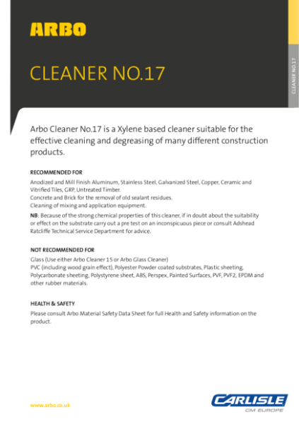 ARBO Cleaner No.17 Data Sheet