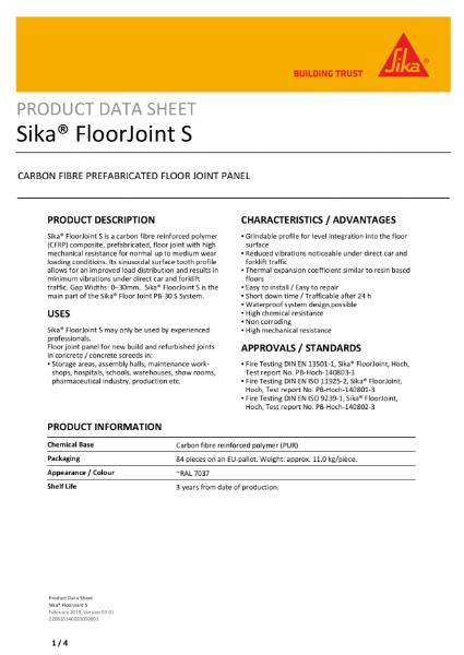 Product Data Sheet - SikaFloorJoint S