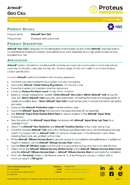 Product Data Sheet - Attenu8® Geo Cell