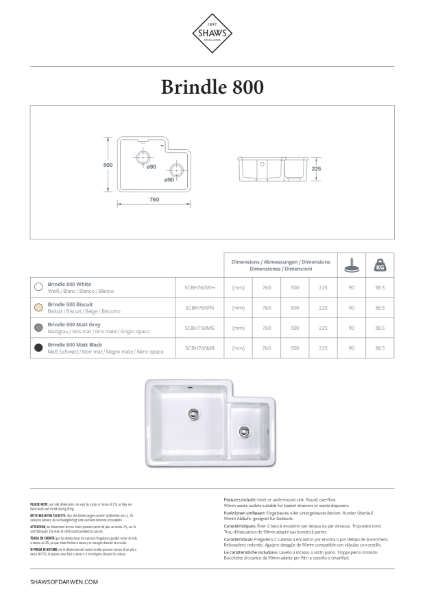 Brindle 800 Kitchen Sink - PDS
