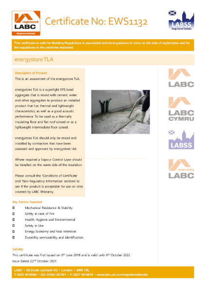 LABC Certificate - energystore TLA