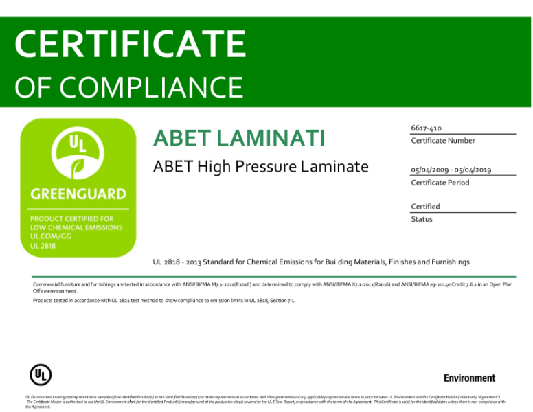 Greenguard Certificate of Compliance