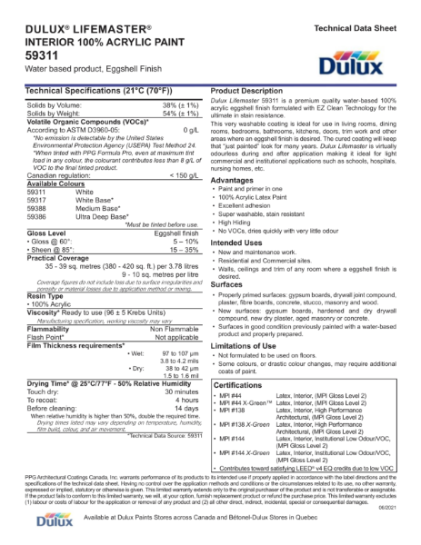Dulux® Lifemaster® Interior 100% Acrylic Paint 59311