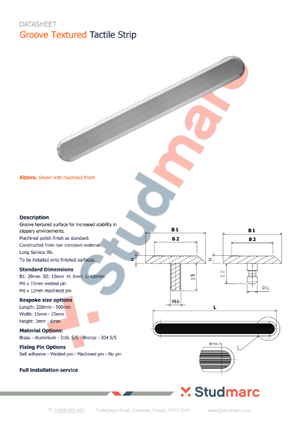 Groove Textured Tactile Guiding Strip - Datasheet