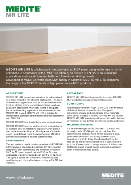 MEDITE MR LITE MDF PANEL