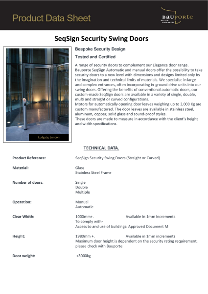 Bauporte SeqSign Security Swing Doors