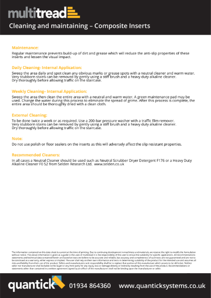 Composite Anti Slip Stair Insert Cleaning Guide