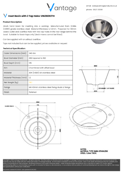 Product Data Sheet - VIN260R2TH