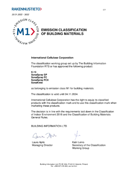 M1 Emmissions Classification - SonaSpray range