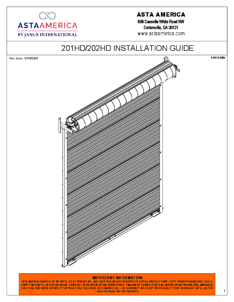 Model 201HD Installation Instructions