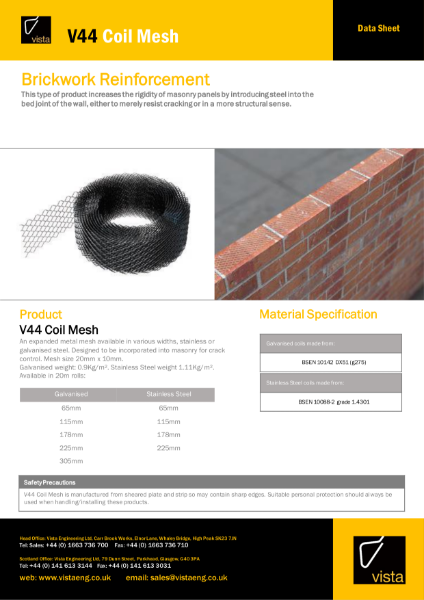 V44 Coil Mesh Data Sheet