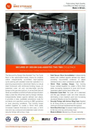 SBD Gas Assisted Two Tier Rack Specification Sheet