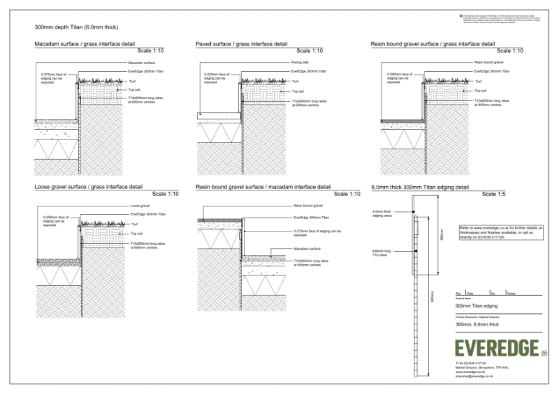 EverEdge Titan 300mm 6.0mm Thick Edging CAD Drawing