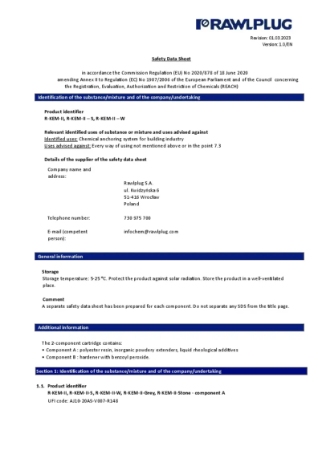 R-KEM-II, R-KEM-II-S, R-KEM-II-W : Safety Data Sheet (SDS)