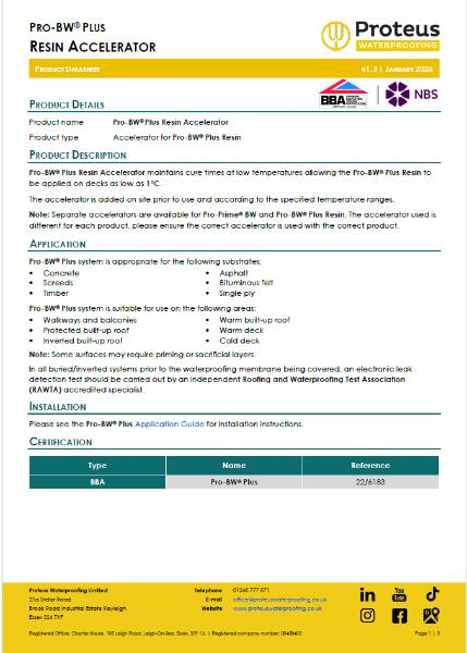 Product Data Sheet - Pro-BW® Plus Resin Accelerator