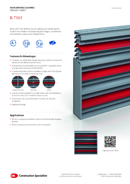 CS B-7505 Rain Defence Louvre Product Sheet (02.25)
