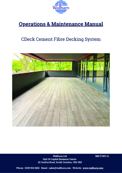 O & M Manual - CDeck Cement Fibre Decking System