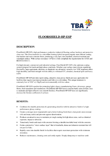 FloorShield-HP-ESP - Conductive Hardener with Protective Clear Coat