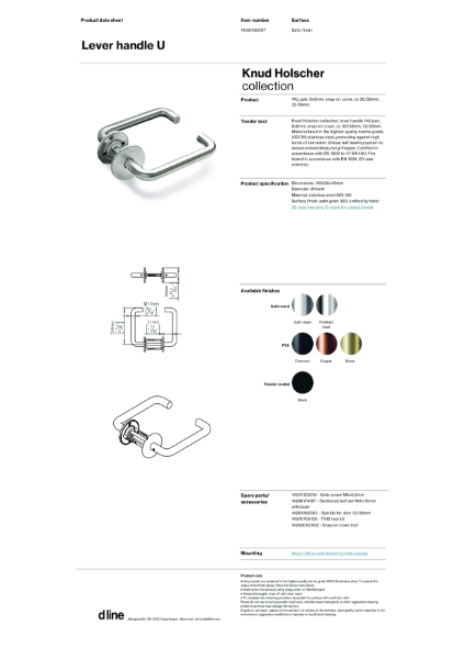 Lever handle U (data sheet)