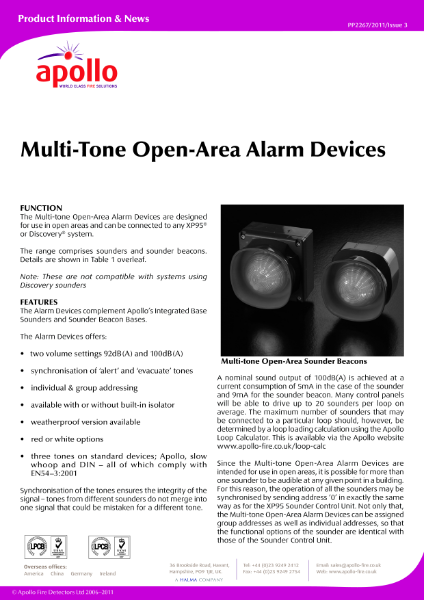 Multi-Tone Open Alarm Devices