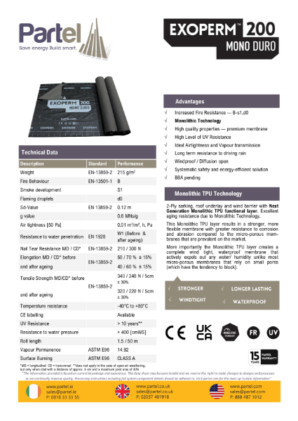 EXOPERM MONO DURO 200 Technical Data Sheet