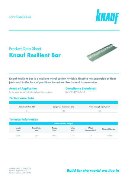 Knauf Resilient Bar Data Sheet