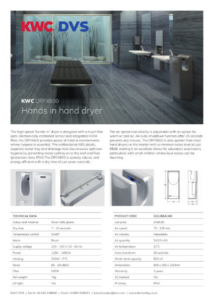 DRYX600 Hands in hand dryer